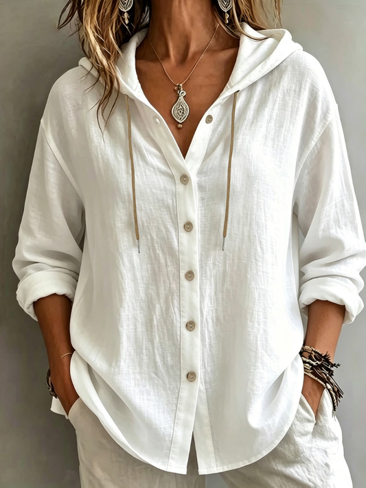 Fleur | Linnen-Look Blouse met Capuchon