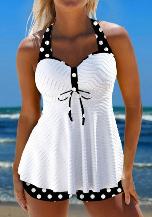 Ana – Witte Tankini met Polkadots I Laatste dag 80% korting!