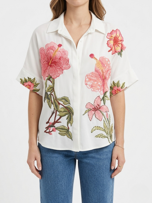 Amara | Tropische Hibiscus Blouse