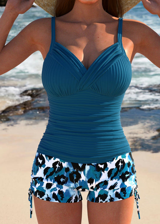 Linda I Stijlvol en Elegante Tankini-Set in Luipaard Pauwblauw I Laatste dag 80% korting!