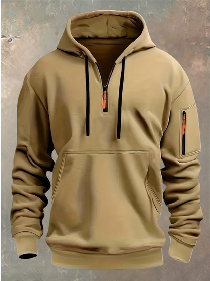 Stijn | Stoere Heren Hoodie met Halve Rits