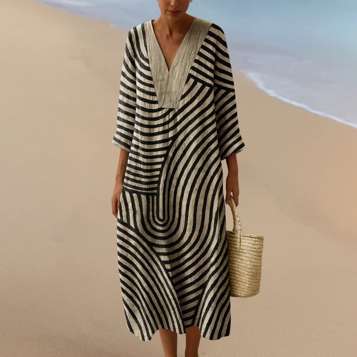 Elara™ Monochrome Maxi Jurk