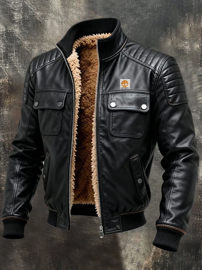 Herenjas Canada | Blouson van lederlook met gewatteerde schouders