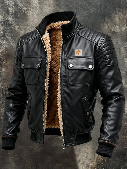 Herenjas Canada | Blouson van lederlook met gewatteerde schouders