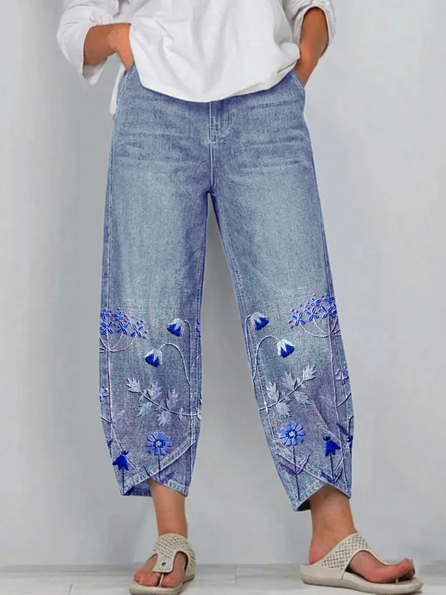 Aven | Casual Geborduurde Broek