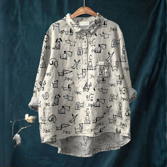 Clara™ | Tijdloze Linnen Blouse met Patroon