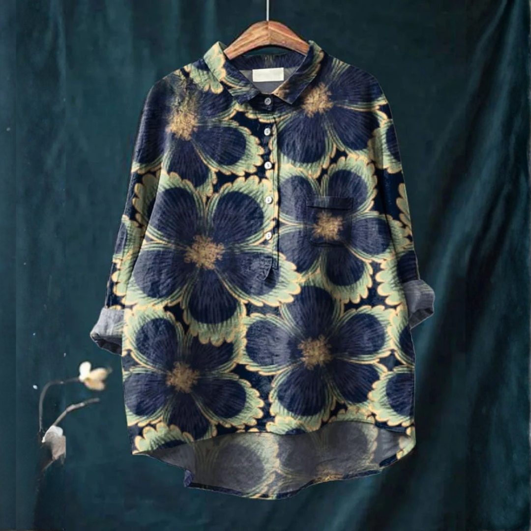 Soleil™ | Tijdloze Linnen Blouse met Print