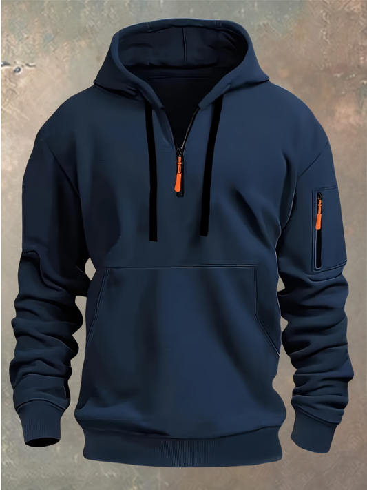 Stijn | Stoere Heren Hoodie met Halve Rits