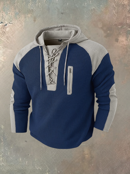 Lucas | Stoere Heren Hoodie met Vetersluiting