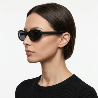 Lunettes de Soleil Ovales à Petite Monture Style Rétro et Verres Miroirs