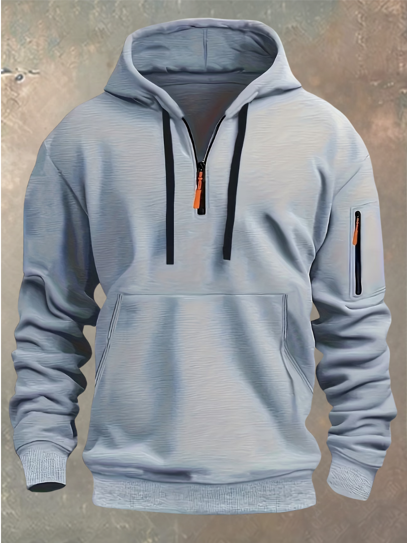 Stijn | Stoere Heren Hoodie met Halve Rits