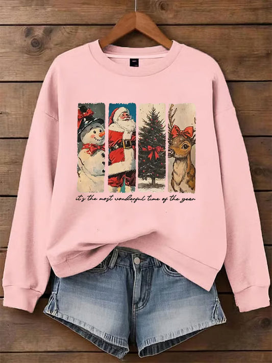 Liv – Trui met nostalgische kerststrookprint