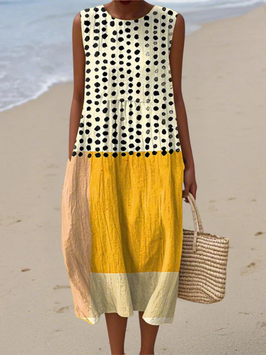 Leah™ Polka Colorblock Midi-Jurk