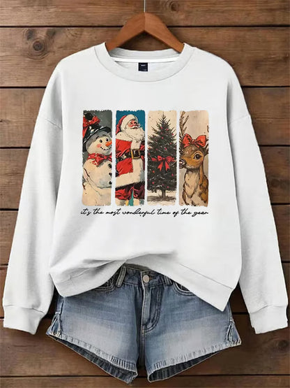 Liv – Trui met nostalgische kerststrookprint