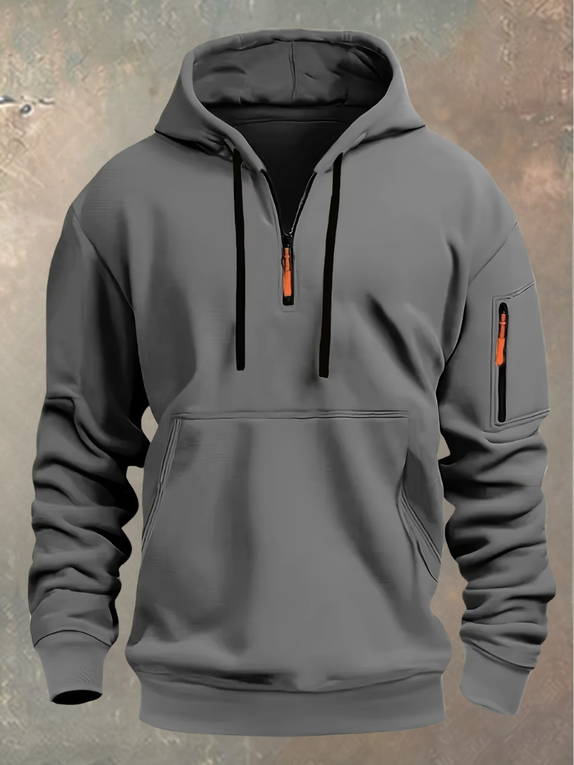 Stijn | Stoere Heren Hoodie met Halve Rits