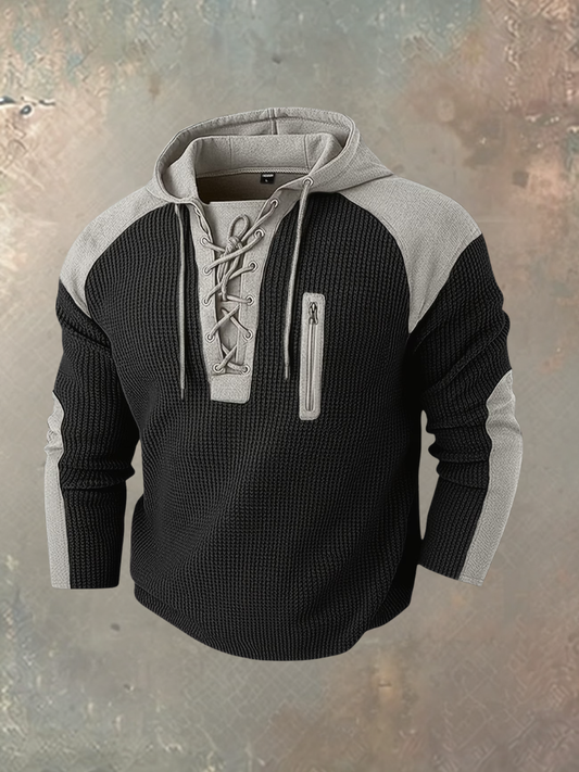 Lucas | Stoere Heren Hoodie met Vetersluiting