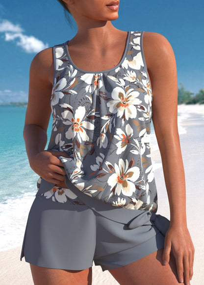 Hanna I Chique Asymmetrische Hooggetailleerde Bladeren Tankini I Laatste dag 80% korting!