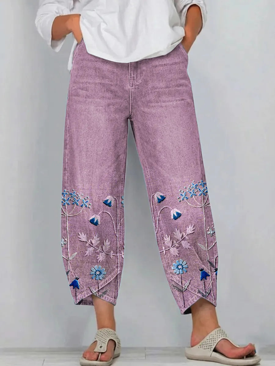 Aven | Casual Geborduurde Broek