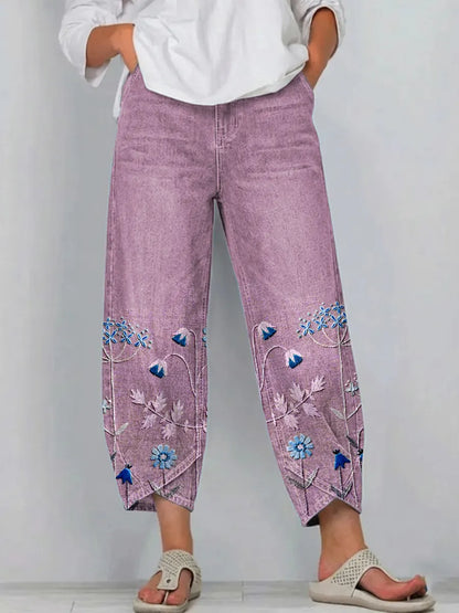 Aven | Casual Geborduurde Broek