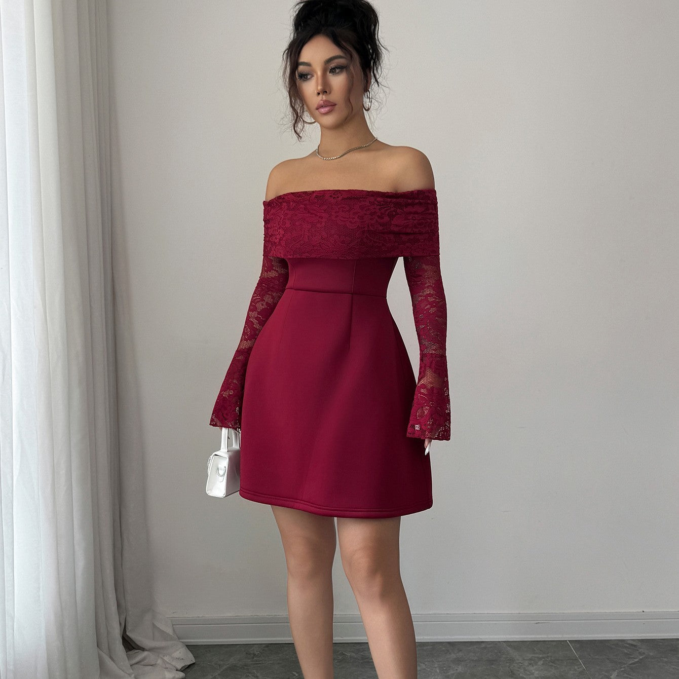 Elegante Bordeaux Jurk