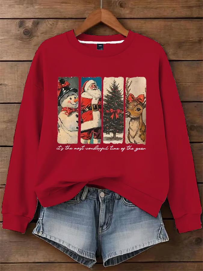 Liv – Trui met nostalgische kerststrookprint