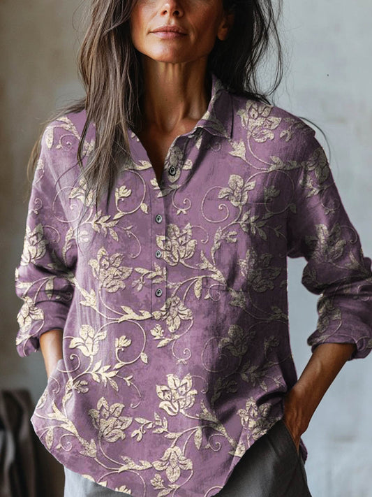 Inara™ | Tijdloos Linnen Shirt met Print