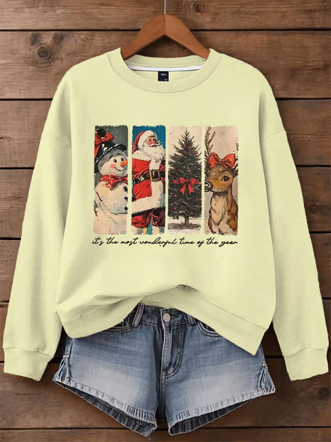 Liv – Trui met nostalgische kerststrookprint