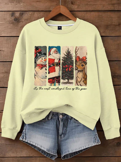 Liv – Trui met nostalgische kerststrookprint