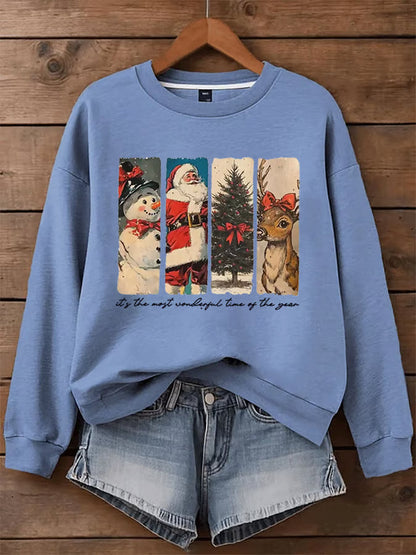 Liv – Trui met nostalgische kerststrookprint