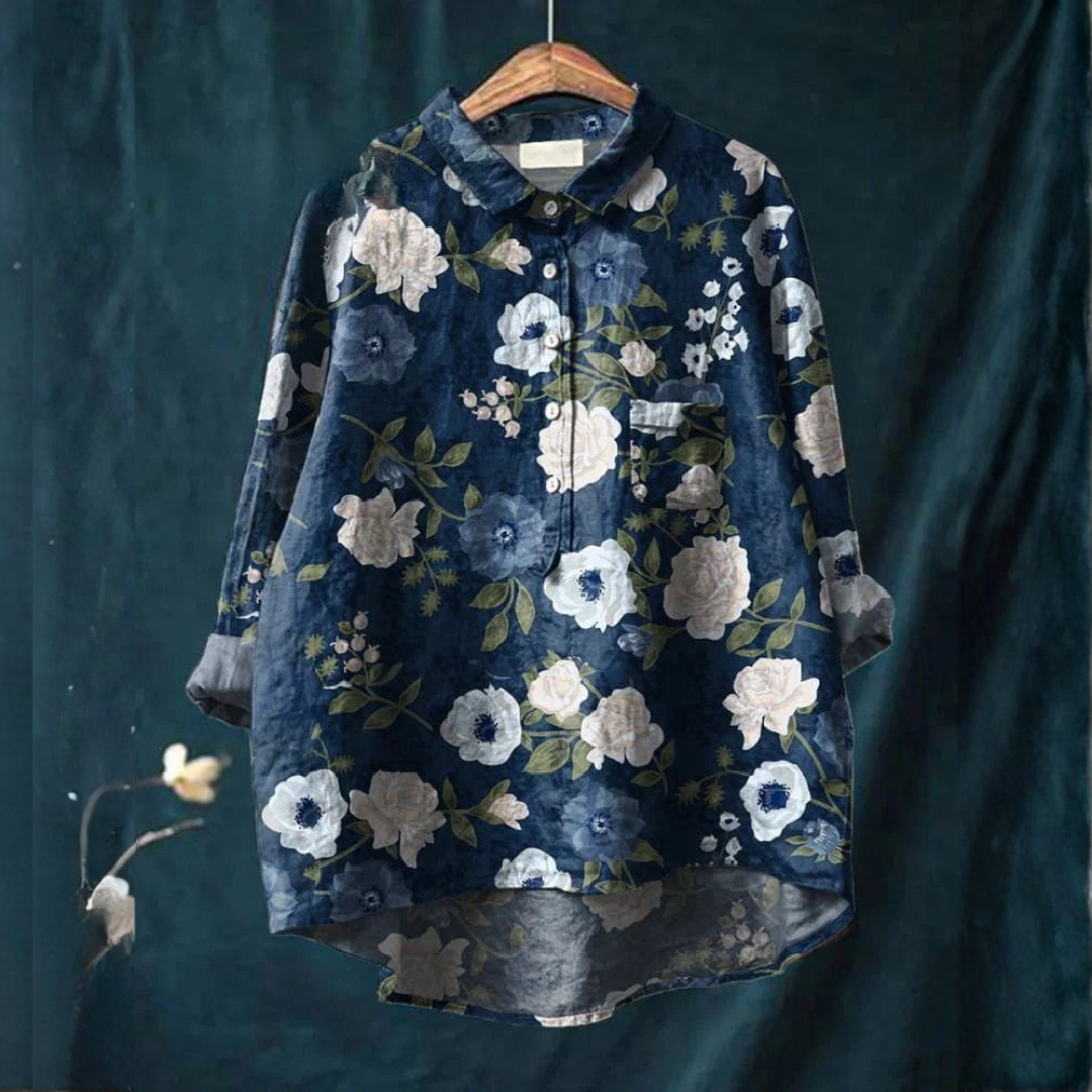 Lucia™ | Tijdloze Linnen Blouse met Print