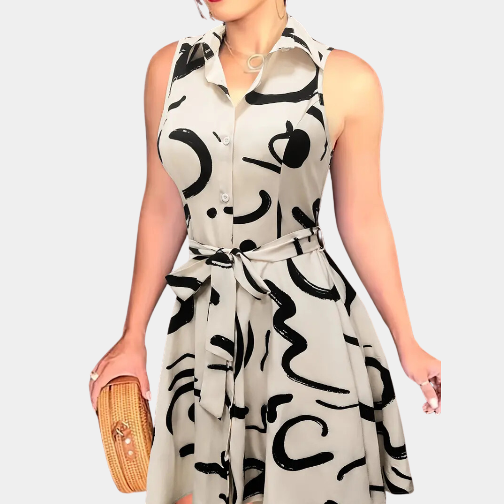 Jolanta - Luchtige zomerse damesjurk met abstracte print