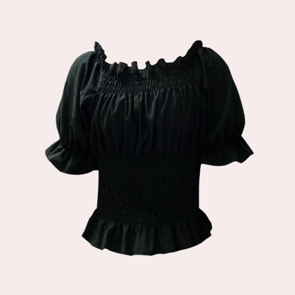 Agnes - Moderne Zomerblouse met Pofmouwen voor Lente en Zomer