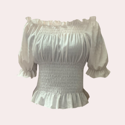 Agnes - Moderne Zomerblouse met Pofmouwen voor Lente en Zomer