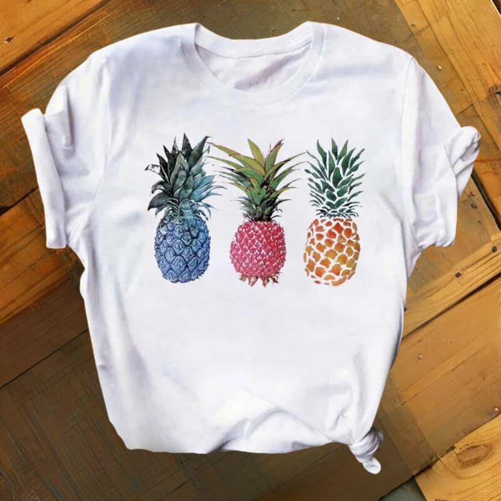 Marisol – Levendige Ananasprint Zomershirt voor Dames