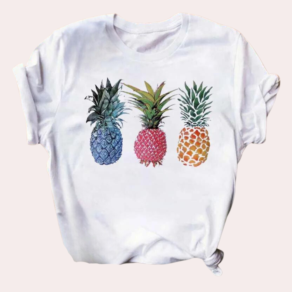 Marisol – Levendige Ananasprint Zomershirt voor Dames