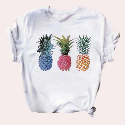 Marisol – Levendige Ananasprint Zomershirt voor Dames