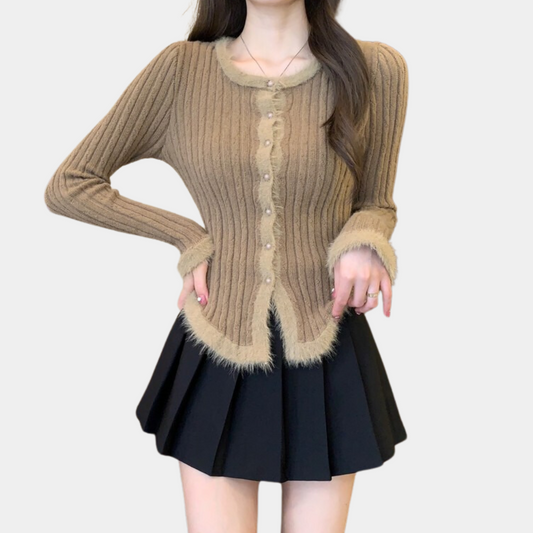 Flavie - Comfortabel en trendy gebreid geribd damesvest voor de lente en zomer