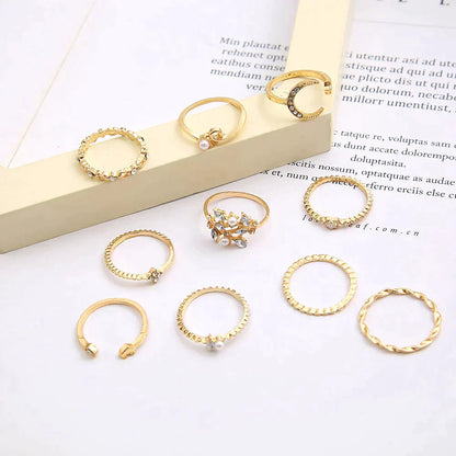 10 paar Boheemse zilveren en gouden ringen