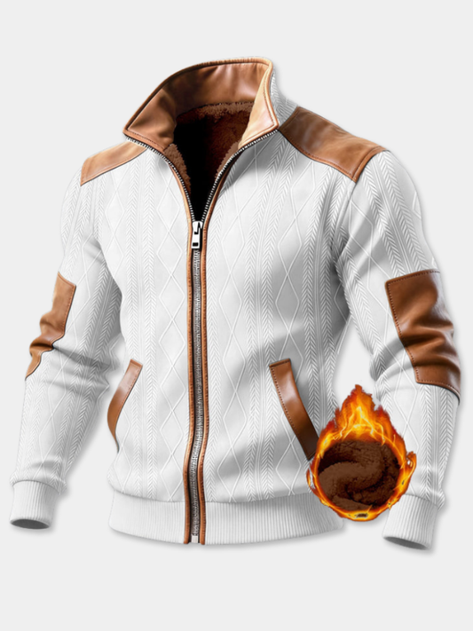 Paris | Getextureerd Jack met Ritssluiting en Leren Effectdetails