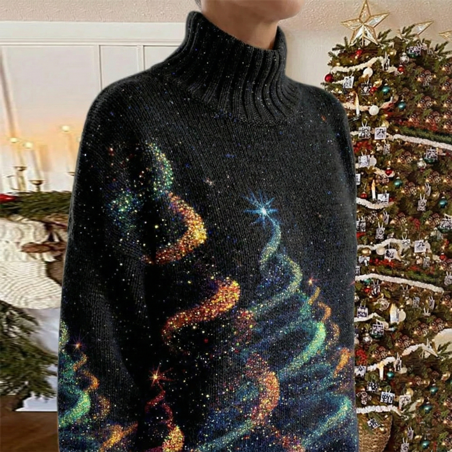 Saraya | Kersttrui met sterrenprint