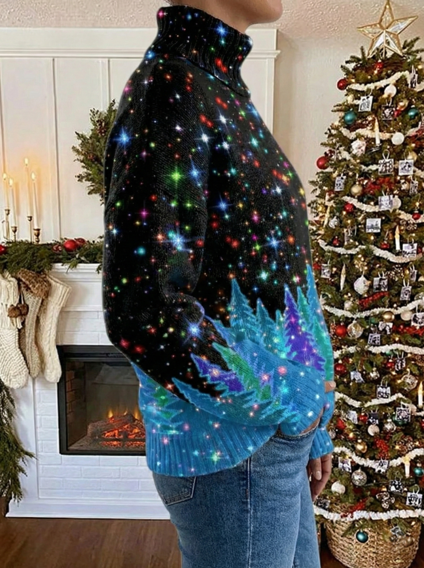 Saraya | Kersttrui met sterrenprint