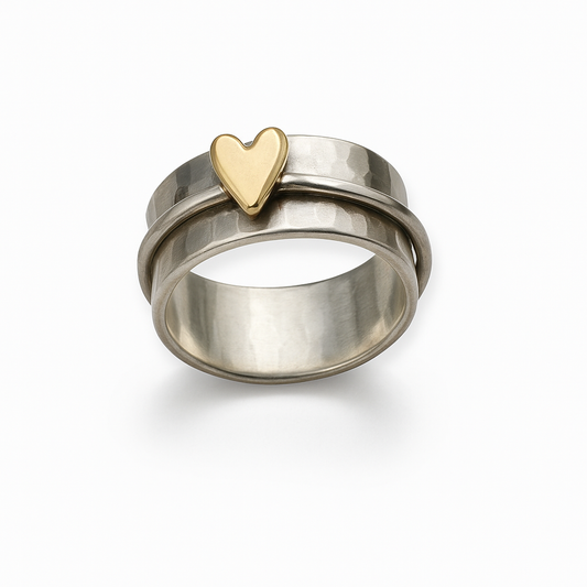 Zilveren Ring met Vintage Gouden Hart