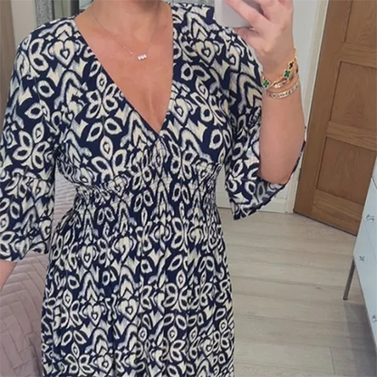 JOLINE - Zomerse casual V-hals maxi jurk