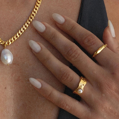 Vintage Natuurlijke Gouden Parel Ring