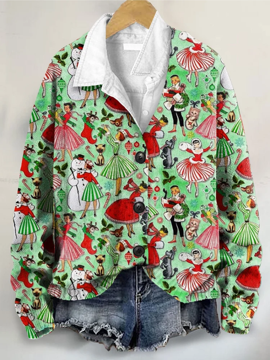 Noëlle – Gebreide blouse met kerstfiguren