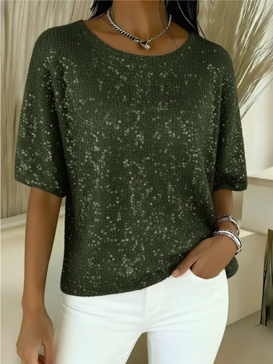 Luna – Glanzende top met korte mouwen