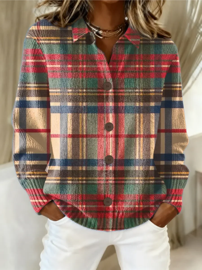 Nora – Geruite gebreide blouse