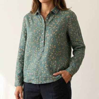 Seraphina™ | Tijdloze Linnen Blouse met Print