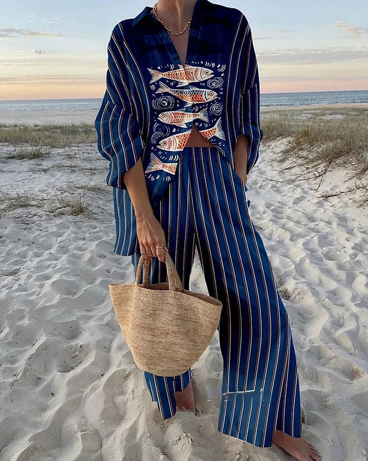 Retro Striped Fish | Tweedelige Set