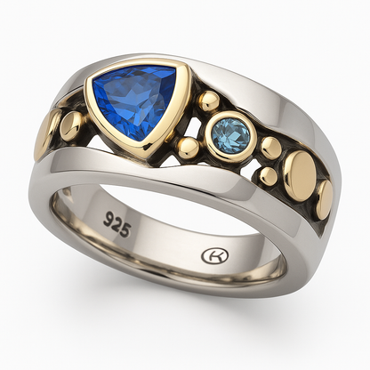 Vintage blauw kristallen ring